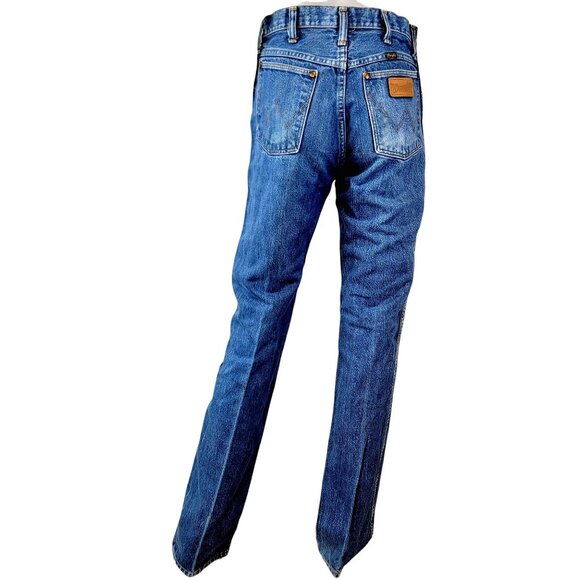 Wrangler Jeans Vintage 70s 29 x 36 Dark Wash Denim Men Women High Rise Bootcut - Picture 1 of 15